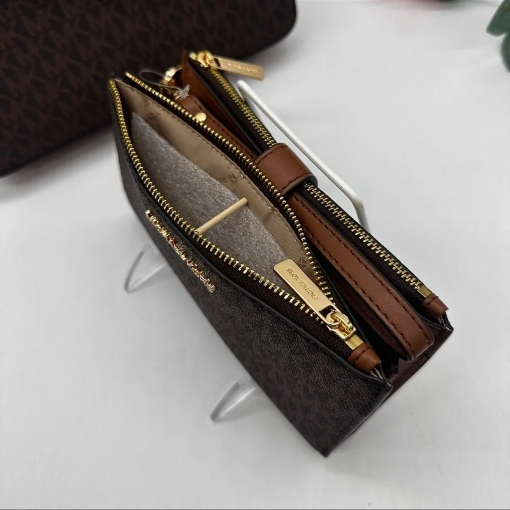 Michael Kors Large EW Crossbody Bag & Large Double Zip Wallet Brown
